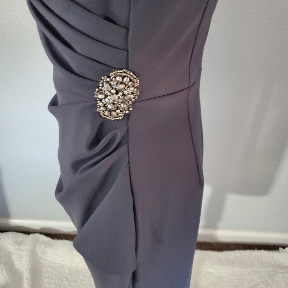 Alex Evenings Faux Wrap Fitted Dress with Jewel Accent - Picture 5 of 10